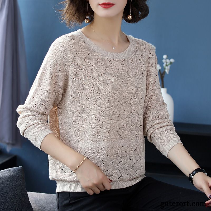 Pullover Damen Mode Lange Ärmel Große Größe Europa Strickwaren Neu Blau Rosa