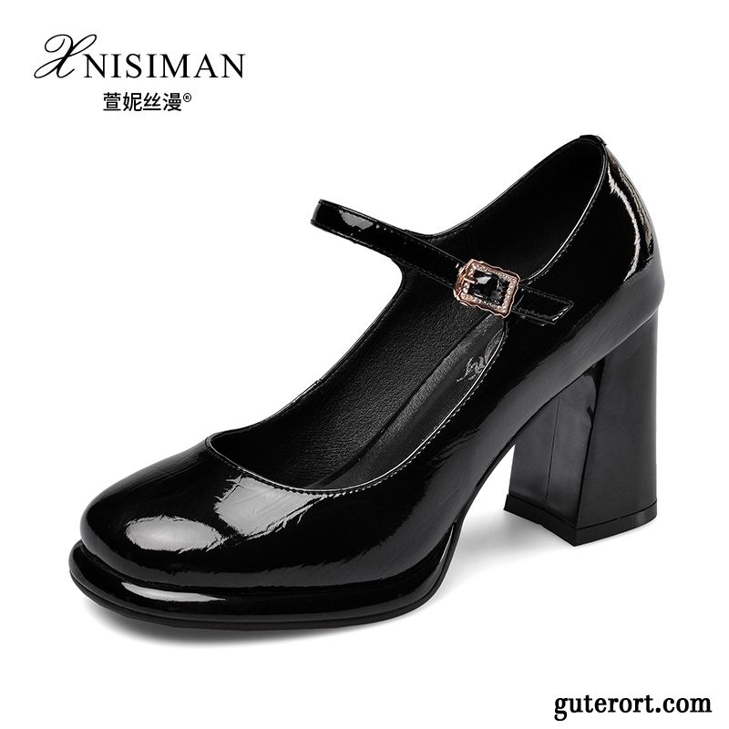 Pumps Damen Schuhe Neue Schnürschuhe Wasserdichte Plattform Allgleiches Feder Bordeauxrot Schwarz