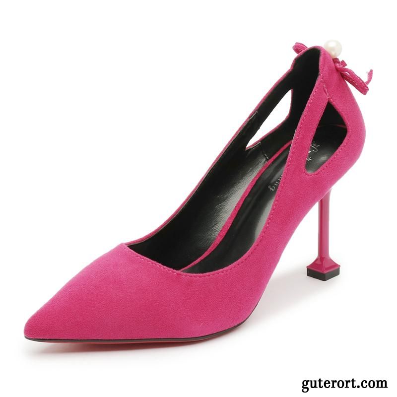 Pumps Damen Spitze Neue Beliebt Hohl Schnürschuhe Bogen Rosa