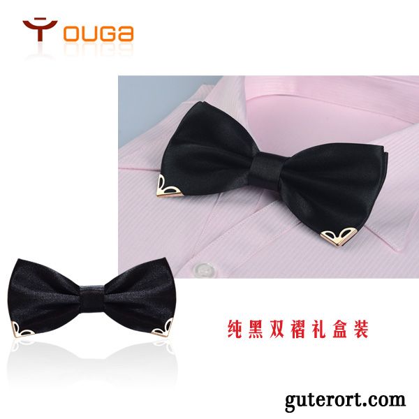 Querbinder Fliege Herren Bowknot Exquisit Doppelter Rock Bräutigam Formelle Kleidung Damen Bordeauxrot Gold