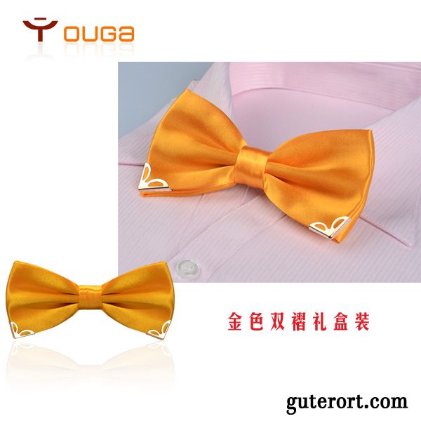 Querbinder Fliege Herren Bowknot Exquisit Doppelter Rock Bräutigam Formelle Kleidung Damen Bordeauxrot Gold