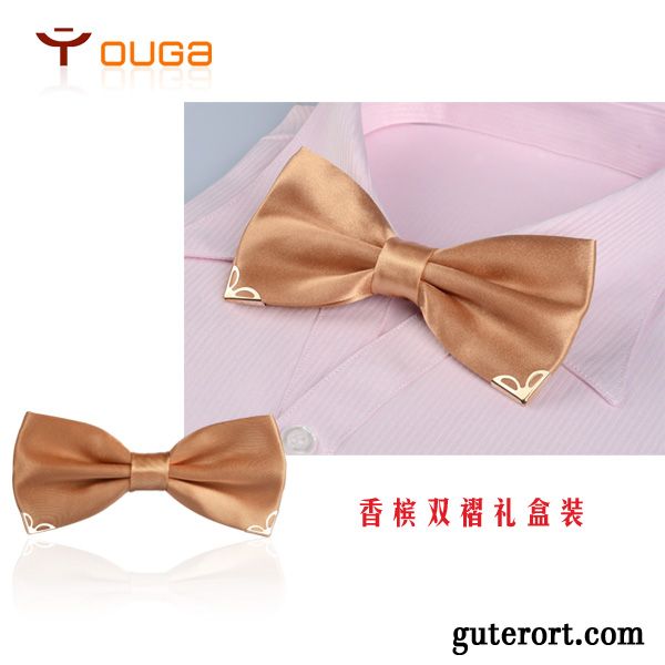 Querbinder Fliege Herren Bowknot Exquisit Doppelter Rock Bräutigam Formelle Kleidung Damen Bordeauxrot Gold