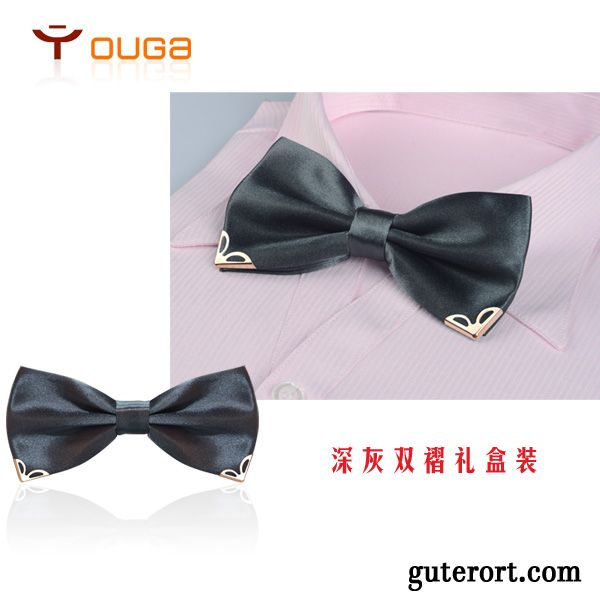 Querbinder Fliege Herren Bowknot Exquisit Doppelter Rock Bräutigam Formelle Kleidung Damen Bordeauxrot Gold