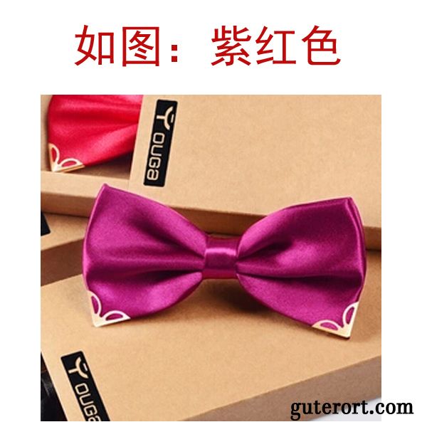 Querbinder Fliege Herren Bowknot Exquisit Doppelter Rock Bräutigam Formelle Kleidung Damen Bordeauxrot Gold