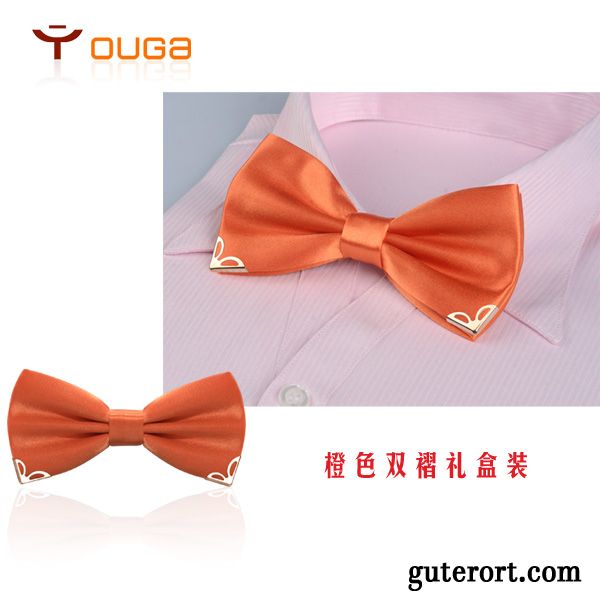 Querbinder Fliege Herren Bowknot Exquisit Doppelter Rock Bräutigam Formelle Kleidung Damen Bordeauxrot Gold