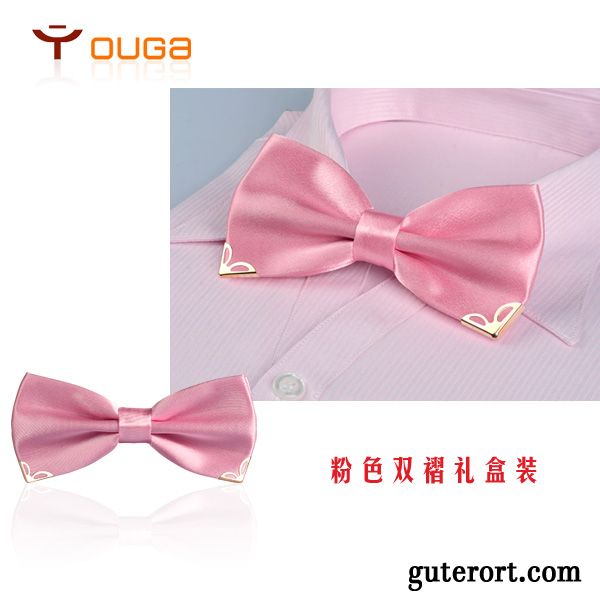 Querbinder Fliege Herren Bowknot Exquisit Doppelter Rock Bräutigam Formelle Kleidung Damen Bordeauxrot Gold