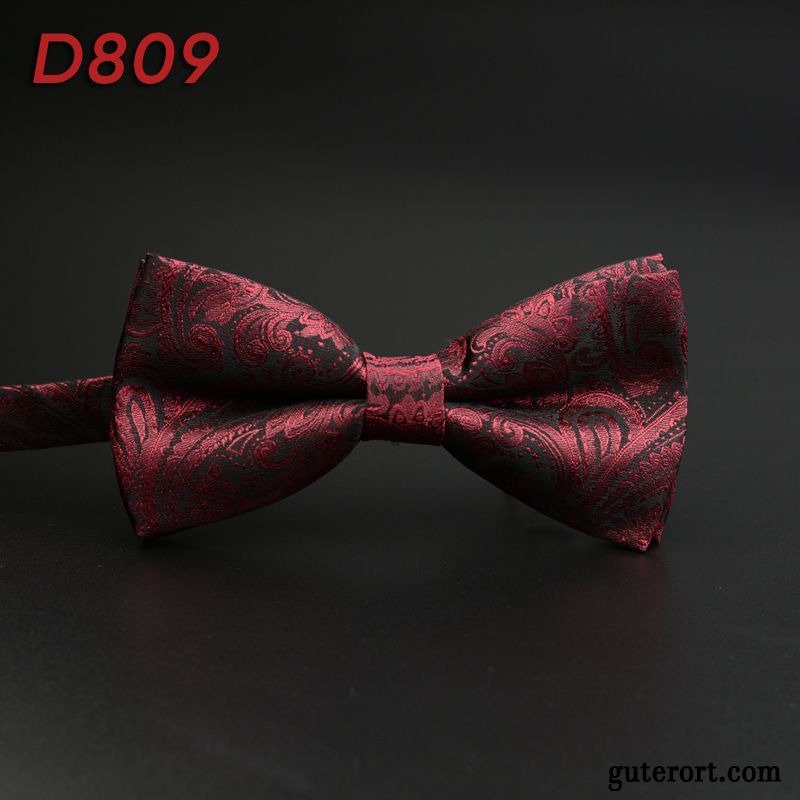 Querbinder Fliege Herren Bowknot Trauzeugen Formelle Kleidung Bräutigam Verheiratet Bordeauxrot Schwarz Rot