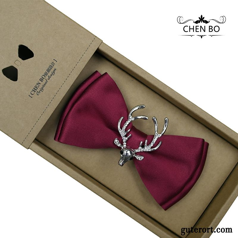 Querbinder Fliege Herren Seide Trauzeugen Verheiratet Bowknot Hemd Bräutigam Blau Schwarz Rot