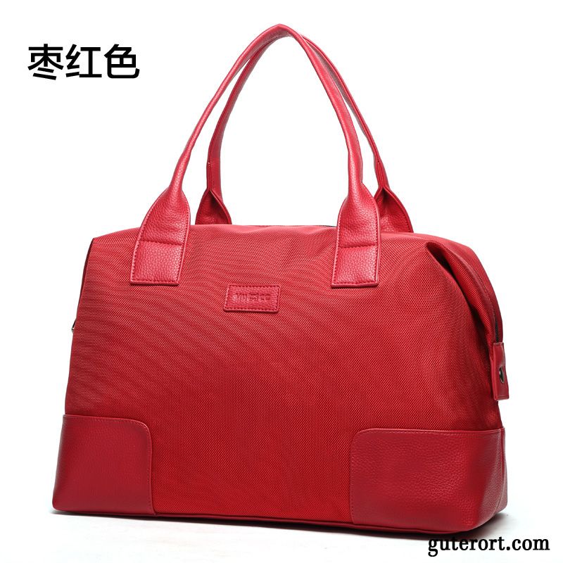 Reisetasche Damen Gepäcktasche Geschäftsreise Große Kapazität Sport Kurz Mesh Rot