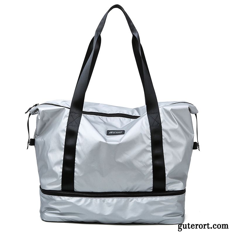 Reisetasche Damen Große Kapazität Sport Fitness Kurz Reisen Trend Sandfarben Silber