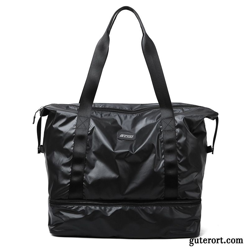 Reisetasche Damen Große Kapazität Sport Fitness Kurz Reisen Trend Sandfarben Silber