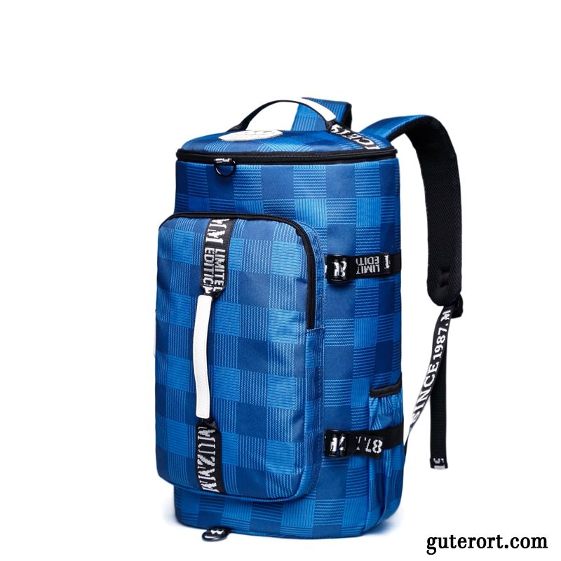 Reisetasche Damen Leinwand Rucksack Große Kapazität Reisen Fitness Gepäcktasche Blau