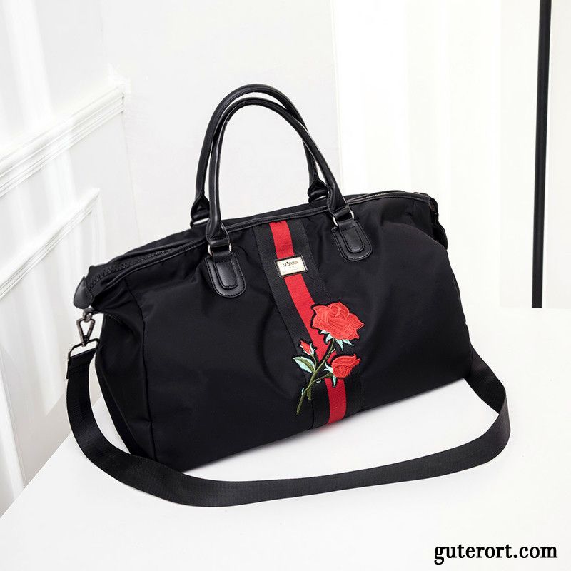 Reisetasche Damen Reisen Einfach Geschäftsreise Gepäcktasche Kurz Fitness Schwarz