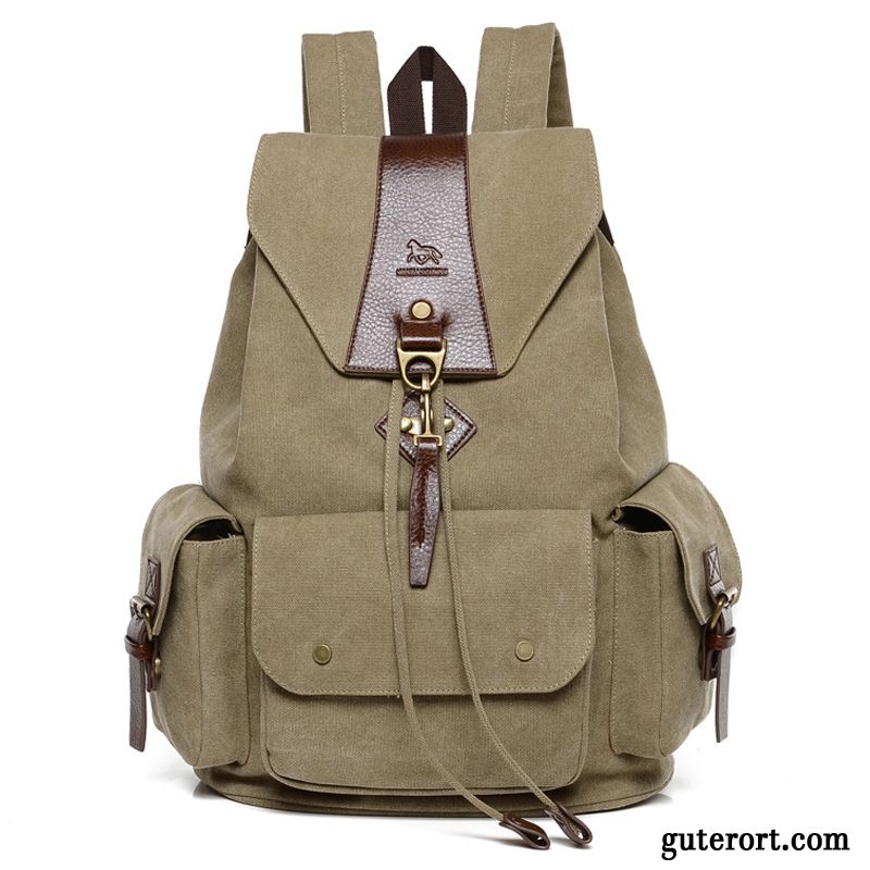 Reisetasche Herren Einfach Freizeit Rucksack Schnalle Schultasche Reisen Army Grün