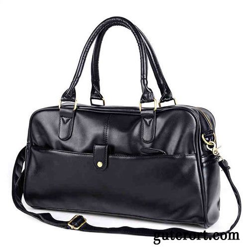 Reisetasche Herren Freizeit Umhängetasche Leder Reisen Trend Business Schwarz