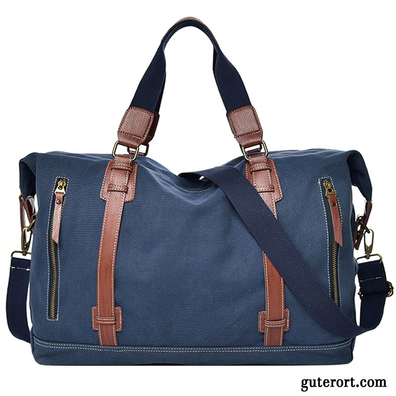 Reisetasche Herren Große Tasche Damen Reisen Große Kapazität Trend Leinwand Blau