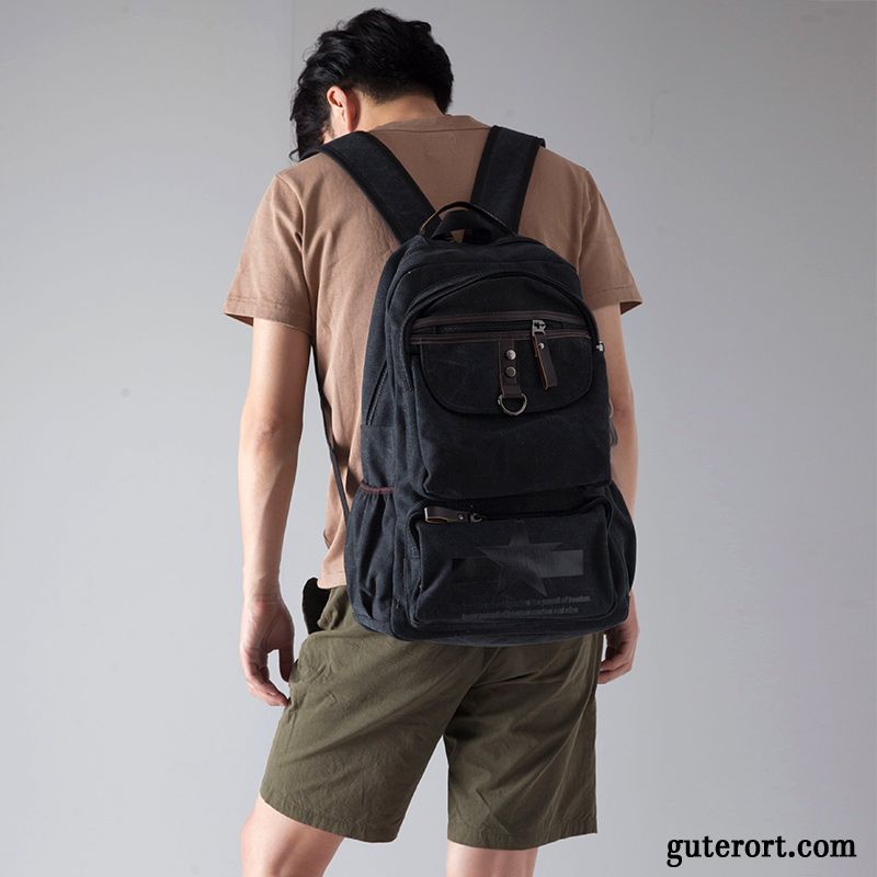 Reisetasche Herren Rucksack Damen Wander Leinwand Freizeit Reisen Khaki Hell