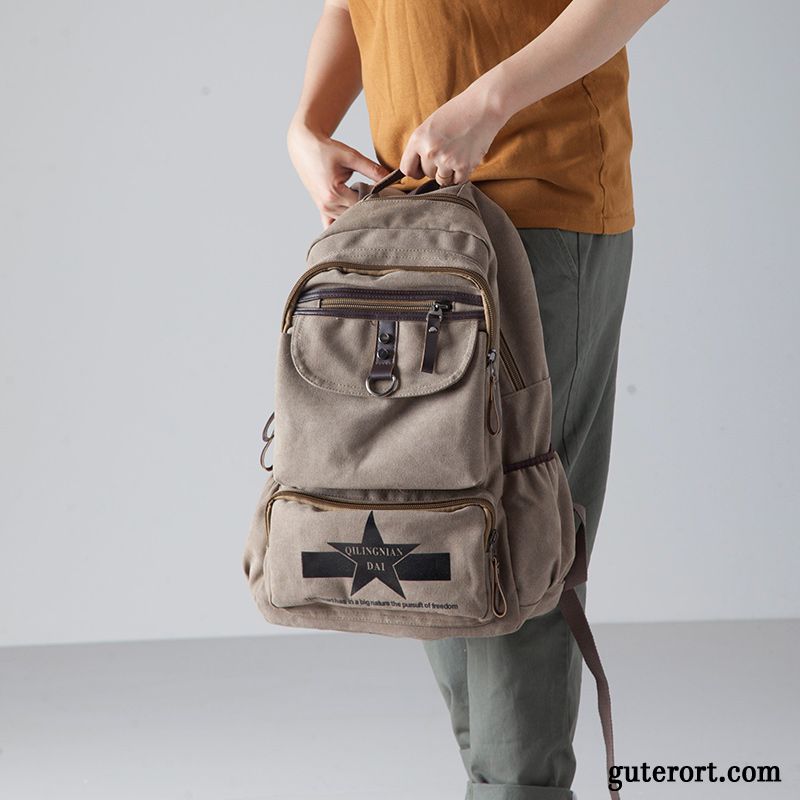 Reisetasche Herren Rucksack Damen Wander Leinwand Freizeit Reisen Khaki Hell