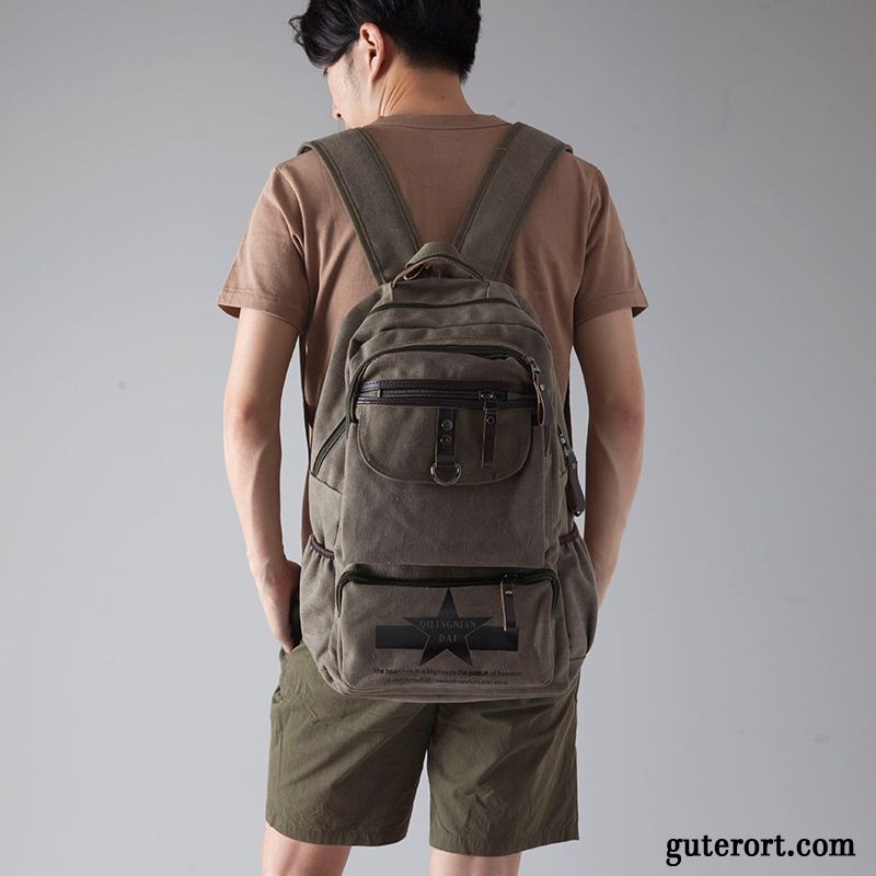 Reisetasche Herren Rucksack Damen Wander Leinwand Freizeit Reisen Khaki Hell