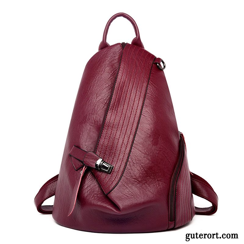 Rucksäcke Damen 2019 Schafsleder Persönlichkeit Trend Tasche Rucksack Blau