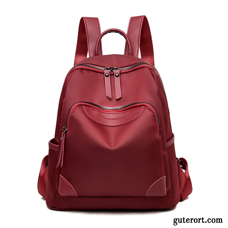 Rucksäcke Damen All Match 2019 Schultasche Große Kapazität Rucksack Stoff Rot