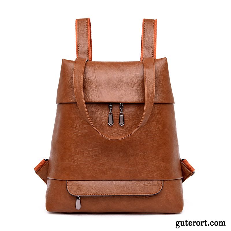 Rucksäcke Damen Echt Leder Rucksack Freizeit 2019 All Match Mode Purpur Lila