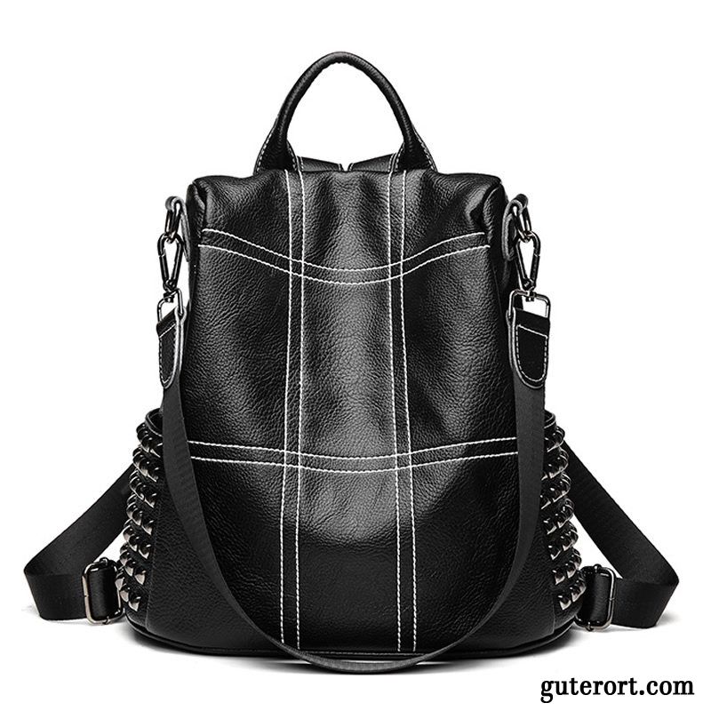 Rucksäcke Damen Freizeit 2019 Trend Diebstahlsicherung Weiches Leder Tasche Schwarz