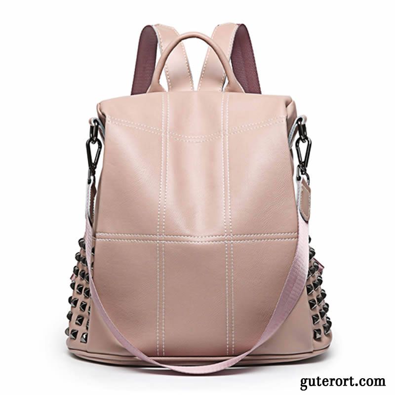 Rucksäcke Damen Freizeit 2019 Trend Diebstahlsicherung Weiches Leder Tasche Schwarz