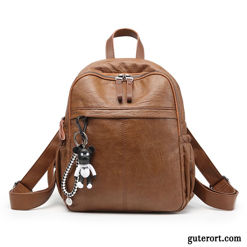 Rucksäcke Damen Freizeit Tasche Mode Rucksack Reisen Weiches Leder Grau