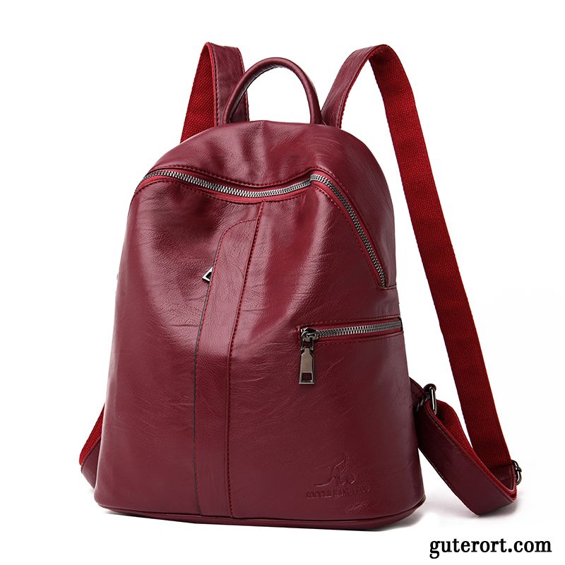 Rucksäcke Damen Mode Rucksack All Match 2019 Tasche Schultasche Bordeauxrot