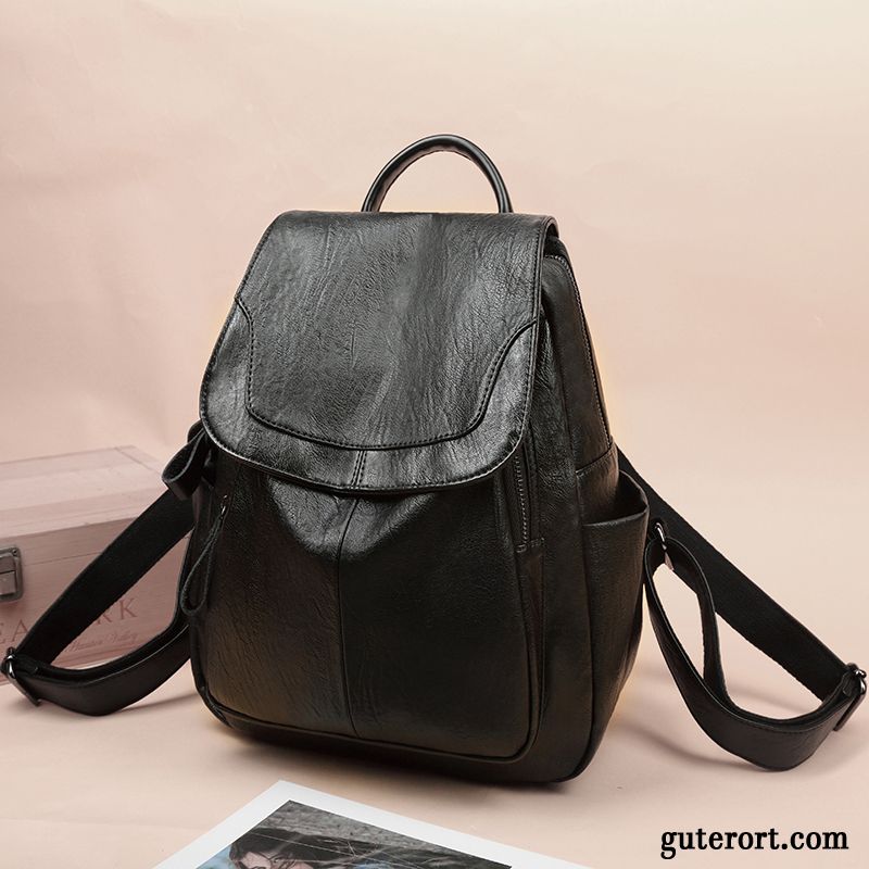 Rucksäcke Damen Mode Schultasche Rindsleder Weiches Leder 2019 Rucksack Army Grün