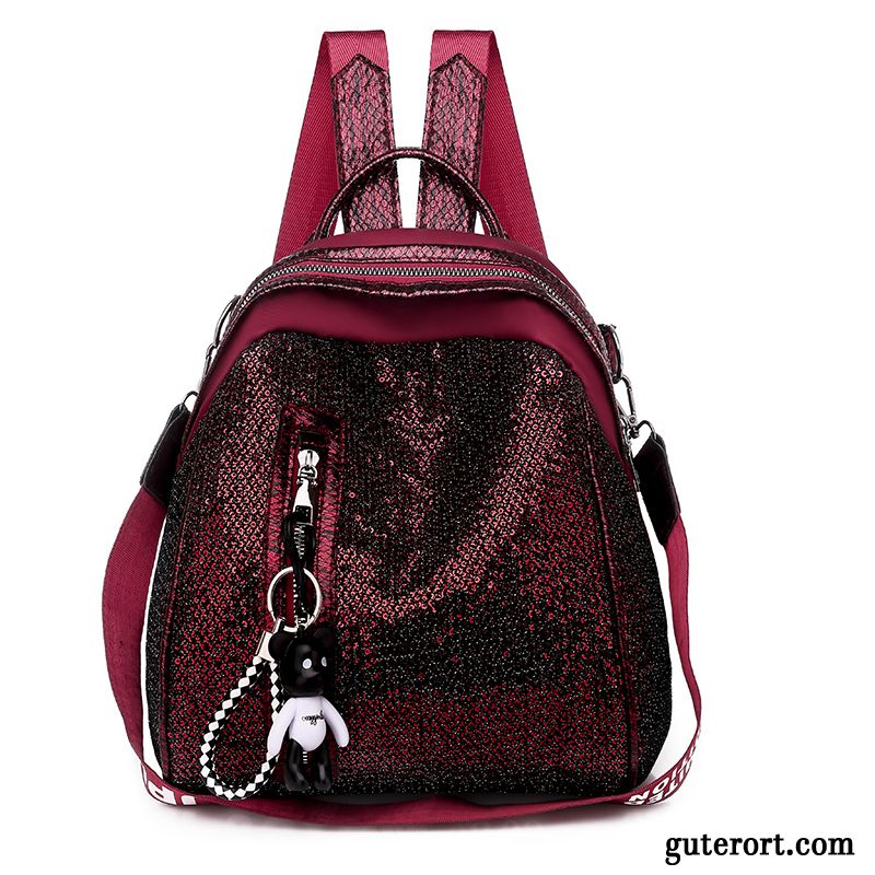 Rucksäcke Damen Mode Trend All Match Doppelnutzen Rucksack Tasche Rot