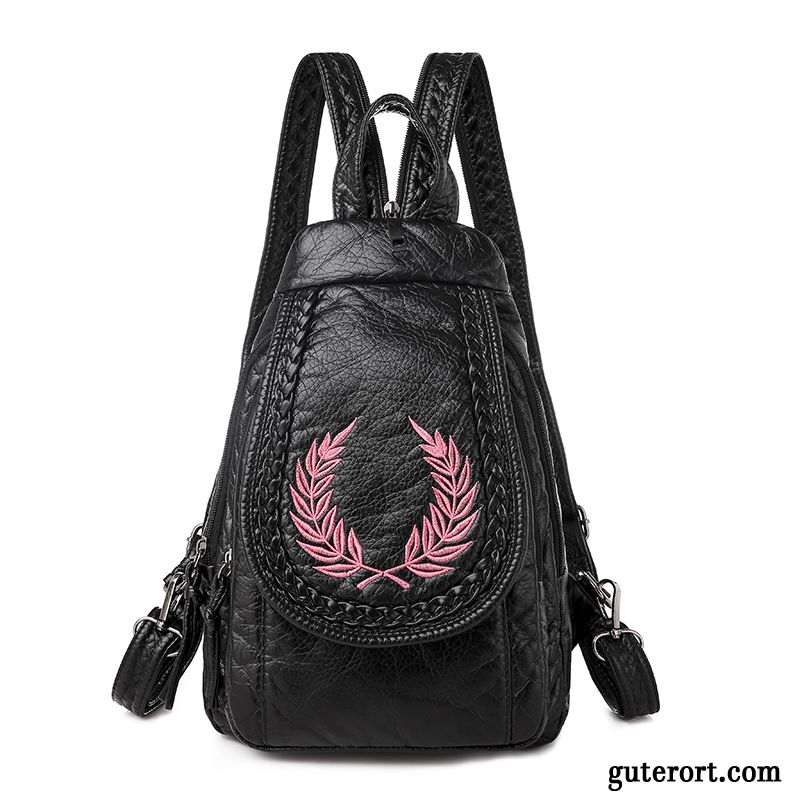 Rucksäcke Damen Muster Trend Rucksack Echt Leder Neu Rindsleder Rosa