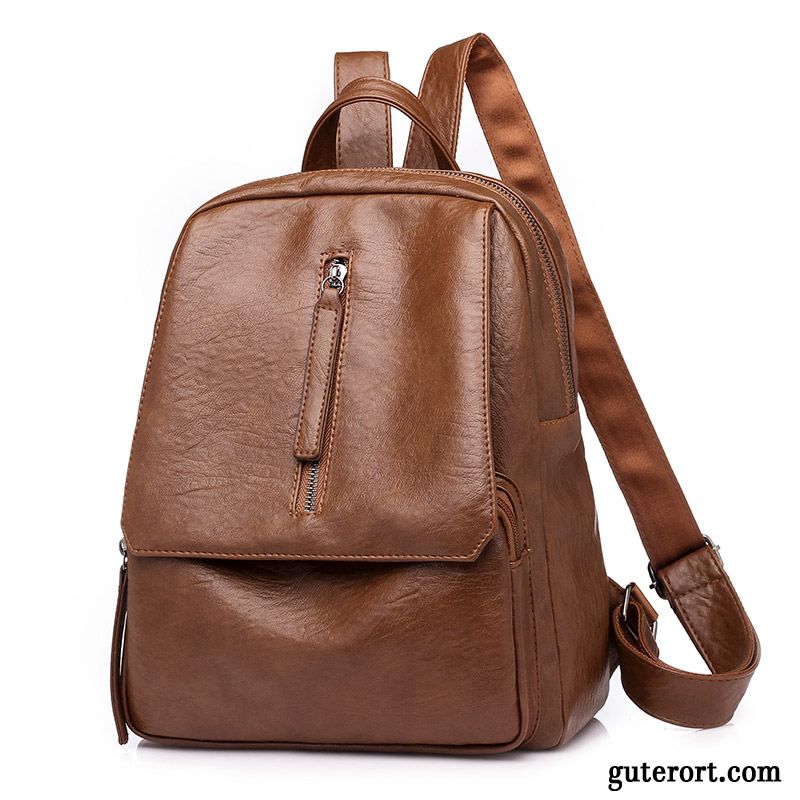 Rucksäcke Damen Pu Rucksack Schultasche Mini Mode Freizeit Braun