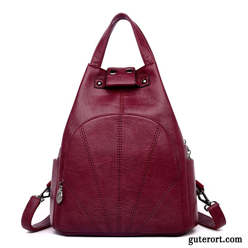 Rucksäcke Damen Rucksack All Match Freizeit Mode Brusttasche 2019 Bordeauxrot