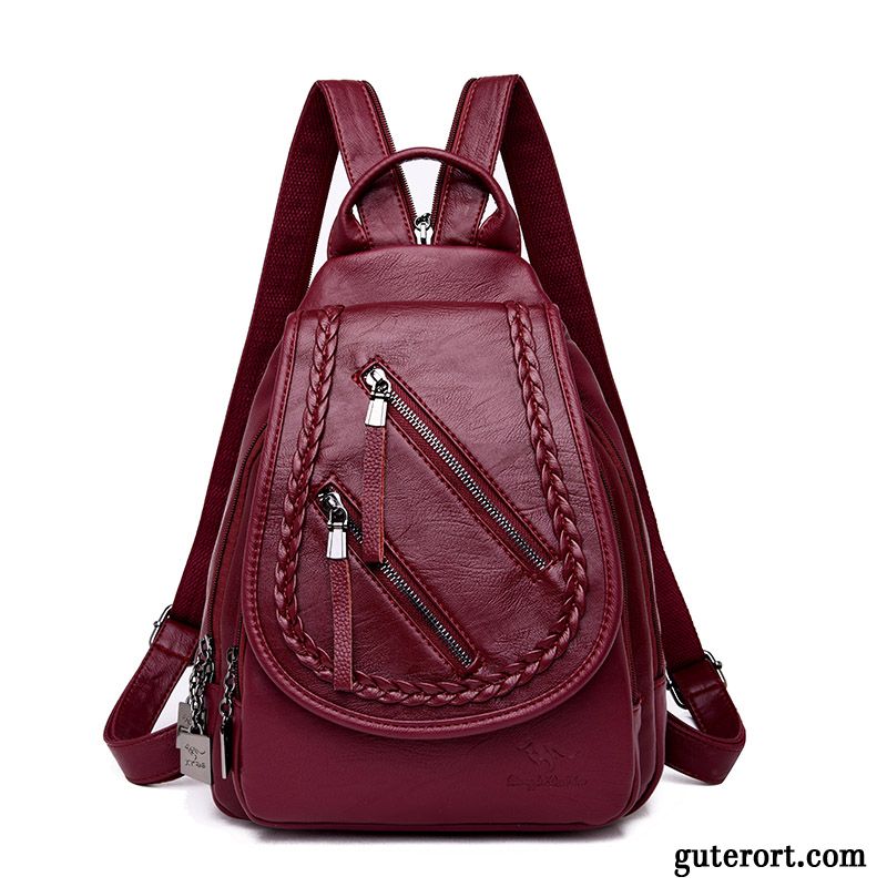 Rucksäcke Damen Tasche Trend Mutter 2019 All Match Echt Leder Grau