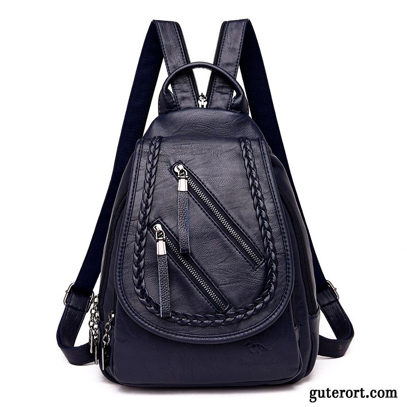 Rucksäcke Damen Tasche Trend Mutter 2019 All Match Echt Leder Grau