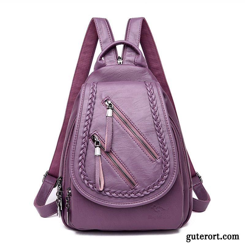 Rucksäcke Damen Tasche Trend Mutter 2019 All Match Echt Leder Grau