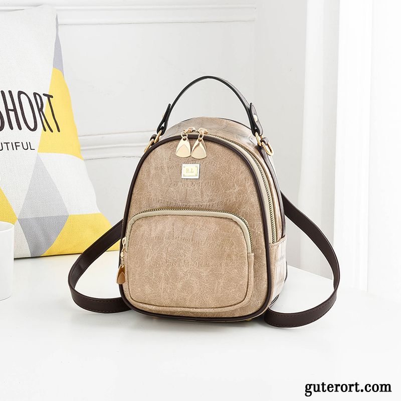 Rucksäcke Damen Tasche Weiches Leder 2019 Rucksack Mode Mini Beige Farbe