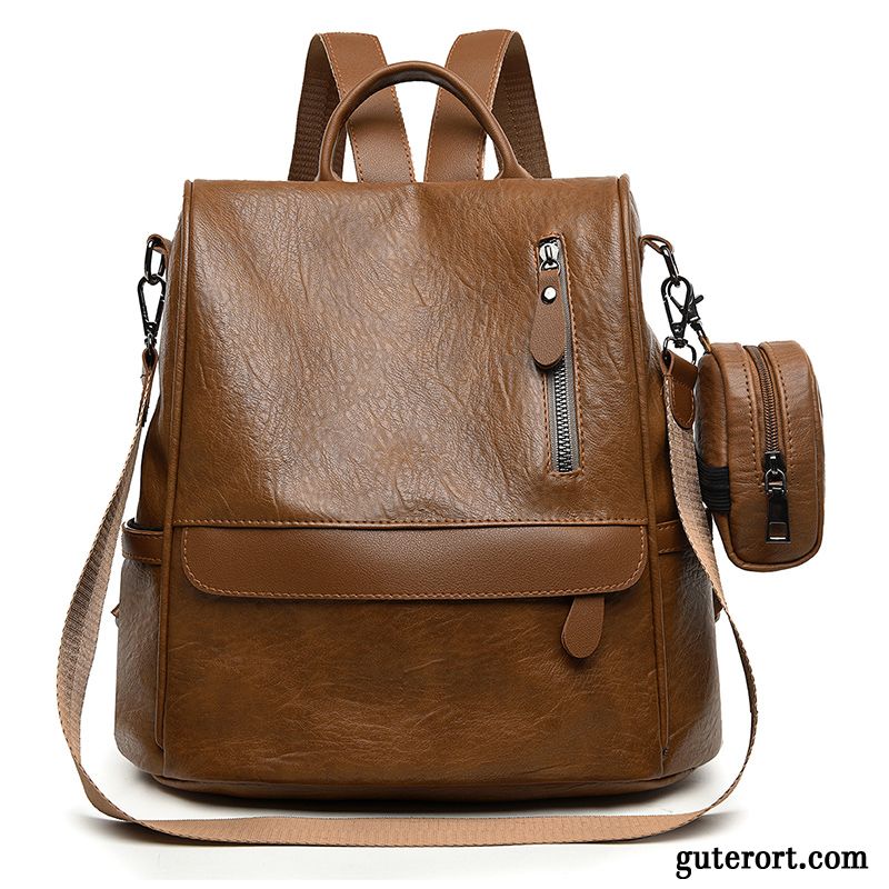 Rucksäcke Damen Weiches Leder Rucksack Reisen Trend Diebstahlsicherung Neu Braun