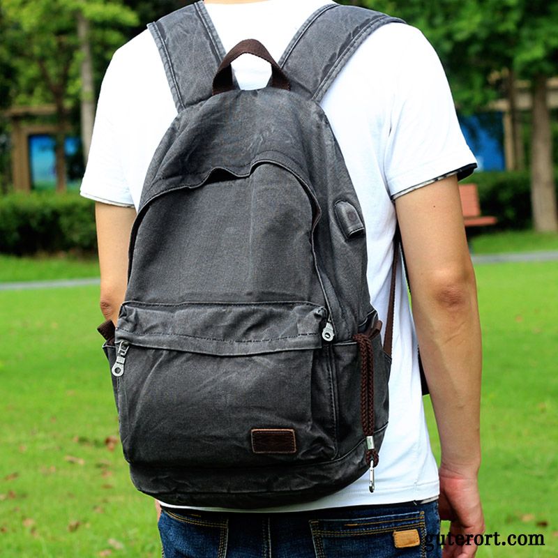 Rucksäcke Herren Freizeit Retro Student Schultasche Mode Einfach Schwarz Grau