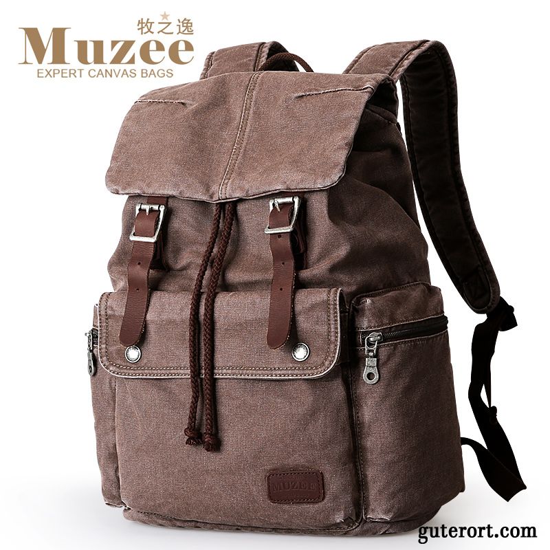 Rucksäcke Herren Freizeit Wander Leinwand Student Tasche Rucksack Schwarz Grau