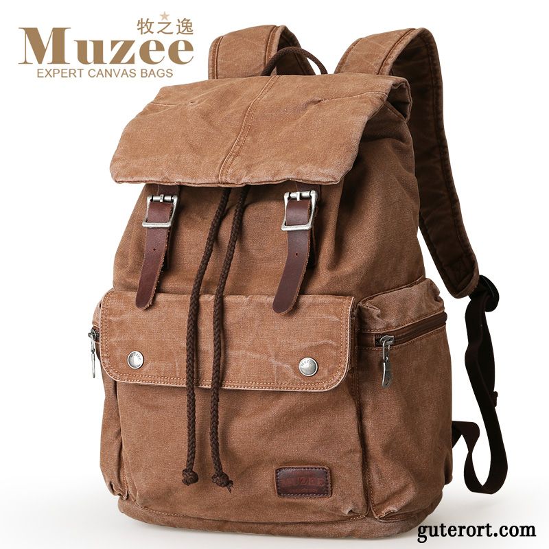 Rucksäcke Herren Freizeit Wander Leinwand Student Tasche Rucksack Schwarz Grau