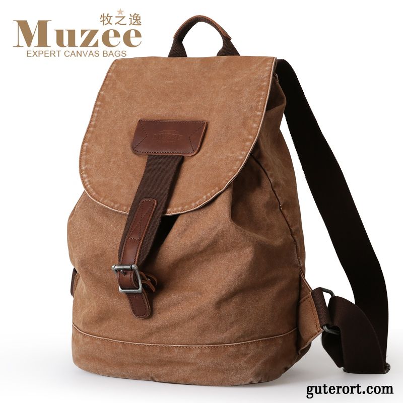 Rucksäcke Herren Mini Reisen Rucksack Freizeit Leinwand Mode Khaki