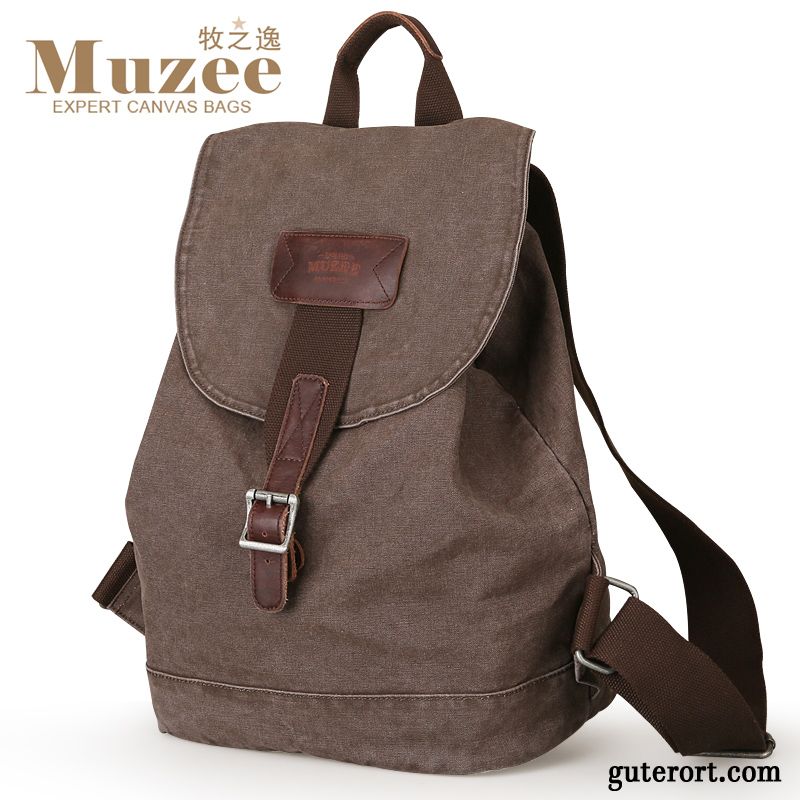 Rucksäcke Herren Mini Reisen Rucksack Freizeit Leinwand Mode Khaki