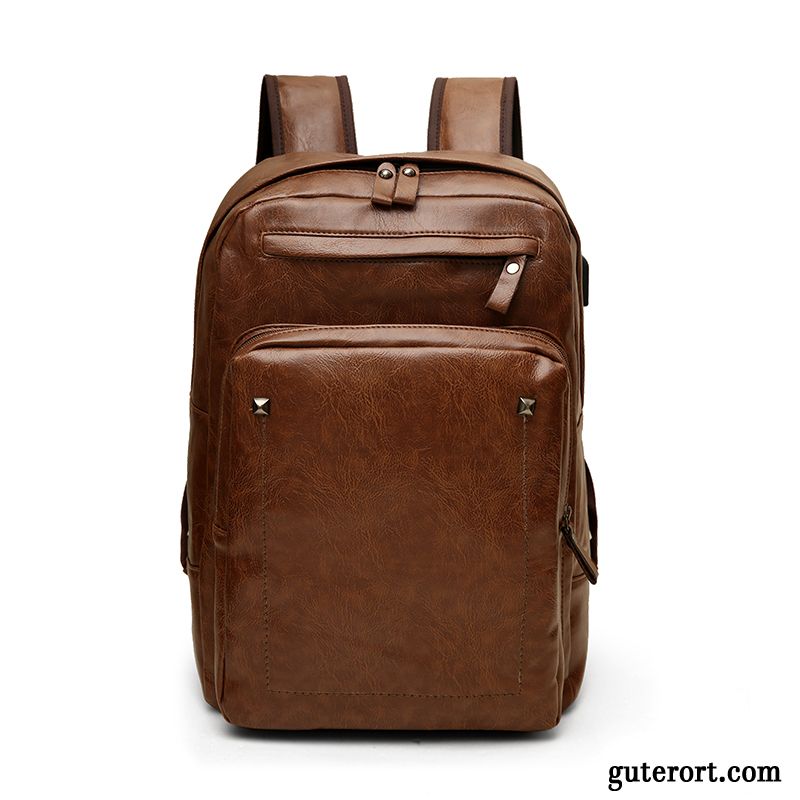 Rucksäcke Herren Rucksack Trend Groß Jugend Schultasche Mode Braun Dunkel