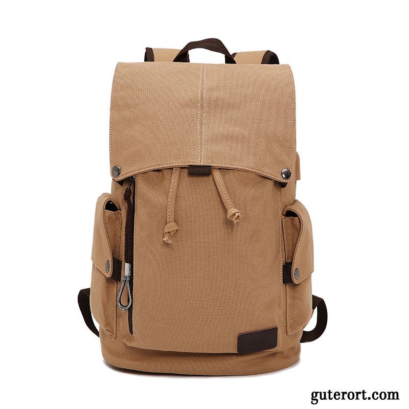 Rucksäcke Herren Tasche Rucksack Leinwand Mode Trend Computer Tasche Khaki