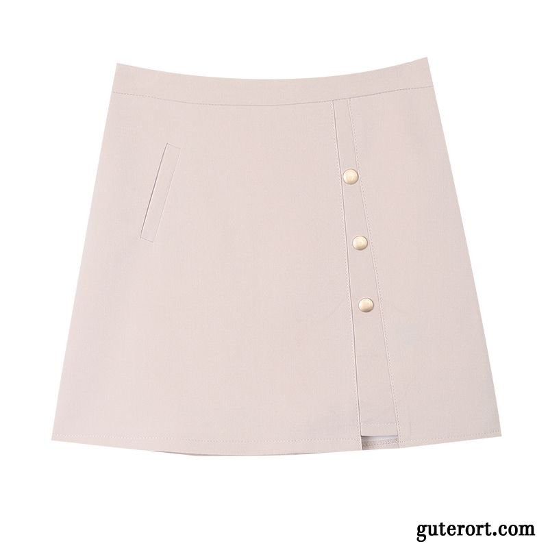 Röcke Damen Neu Hohe Taille Mode Allgleiches Sommer A Schreiben Beige Farbe Schwarz