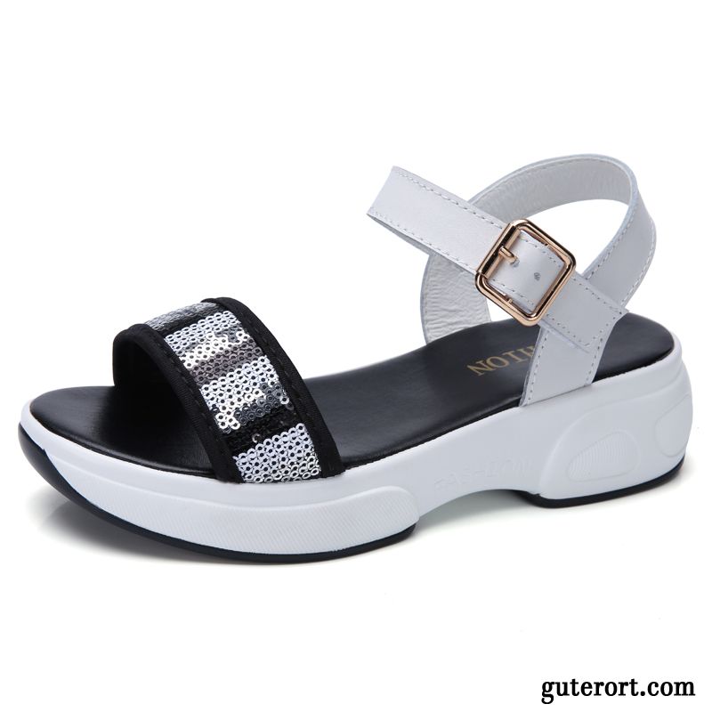 Sandalen Damen Schuhe Flache Sommer Casual Allgleiches Schüler Weiß