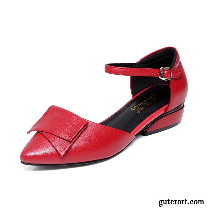 Sandalen Damen Sommer Allgleiches Schnürschuhe Neue Spitze Dick Weiß Rot